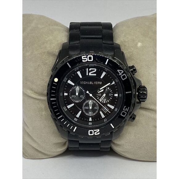 Michael Kors MK8211 Men's Black Stainless Steel Analog Dial Quartz Watch RQ45 - Picture 1 of 12